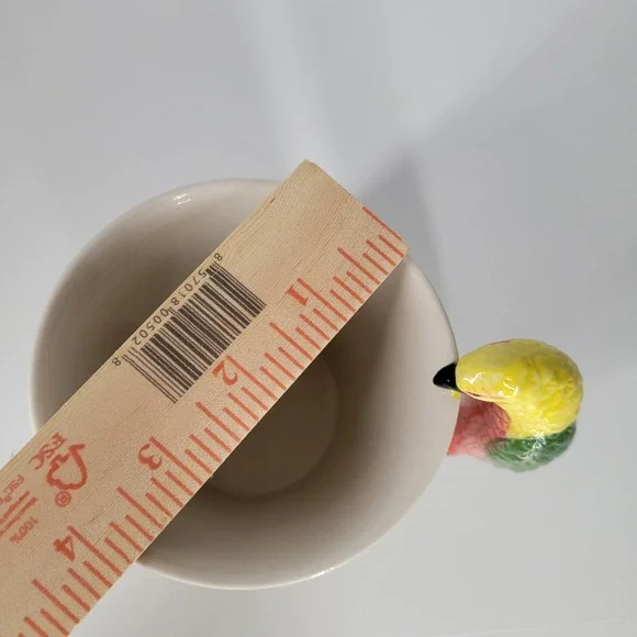 Pier 1 Imports Parrot Handle Mug Handpainted Stoneware Tropical Bird Coffee Cup - Picture 8 of 8